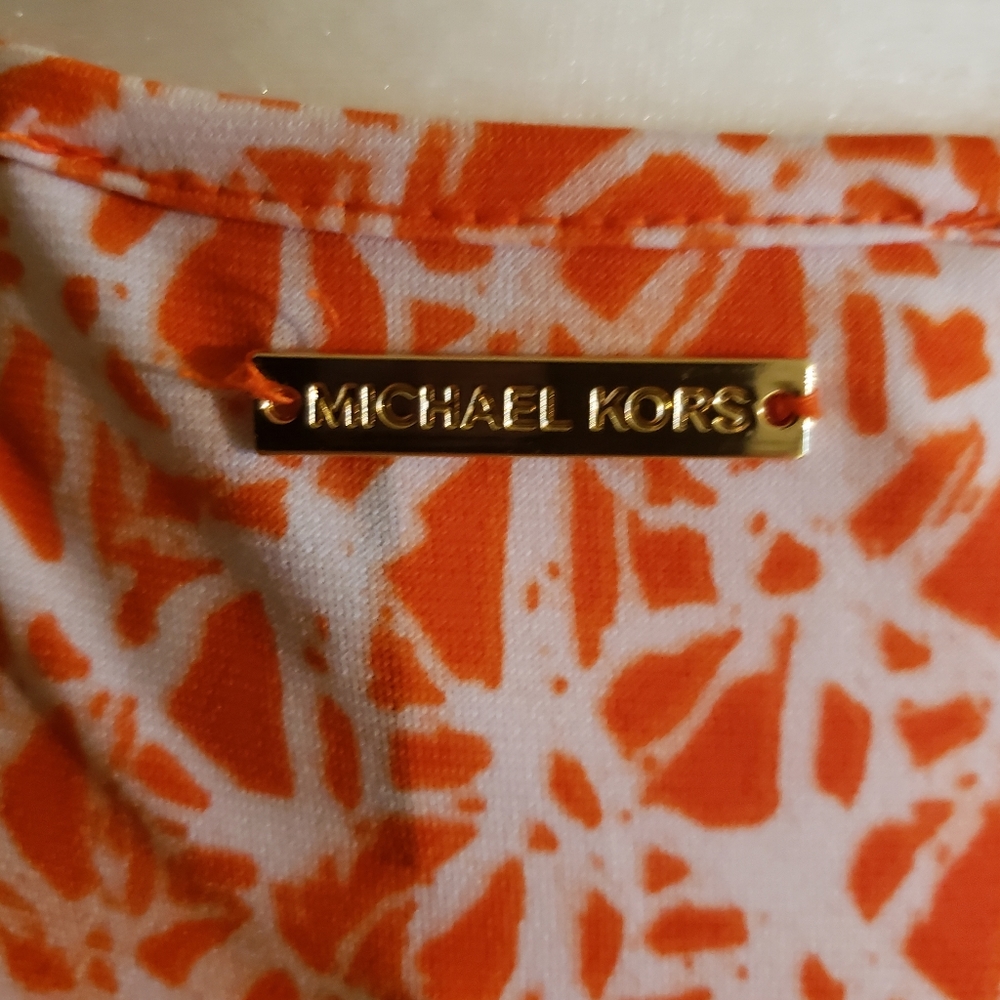 Michael Kors Org/Wht Geometric Print Maxi Dress - Picture 5 of 6